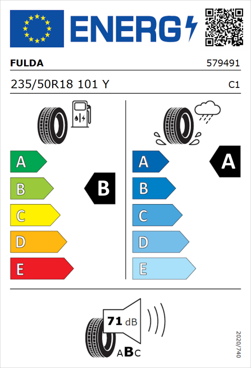 Tyre Label for Fulda SportControl 2 235/50R18 101Y